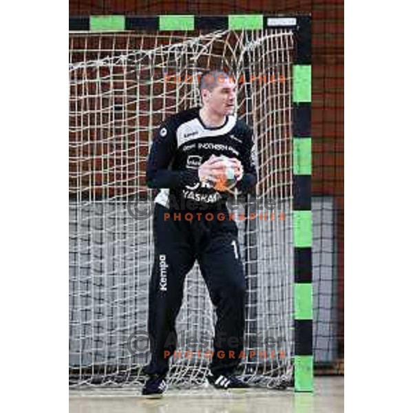 Nebojsa Bojic in action during 1.NLB league handball match between MRK Ljubljana and Riko Ribnica in Kodeljevo Hall, Ljubljana, Slovenia on November 28, 2020