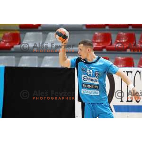 Jan Pucelj in action during 1.NLB league handball match between MRK Ljubljana and Riko Ribnica in Kodeljevo Hall, Ljubljana, Slovenia on November 28, 2020