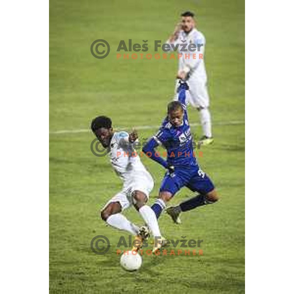 Ndzengue Moubeti Fahd Richard vs Filipe Santos in action during Prva liga Telekom Slovenije football match between Maribor and Tabor in Ljudski vrt, Maribor, Slovenia on November 28, 2020