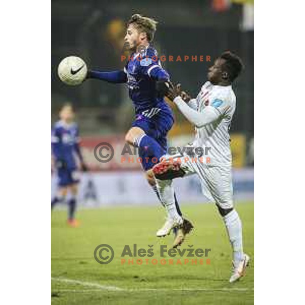 Jan Repas vs Aldair Adulai Djalo Balde in action during Prva liga Telekom Slovenije football match between Maribor and Tabor in Ljudski vrt, Maribor, Slovenia on November 28, 2020