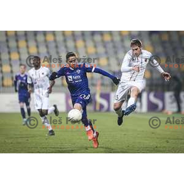 Aljosa Matko vs Erik Salkic in action during Prva liga Telekom Slovenije football match between Maribor and Tabor in Ljudski vrt, Maribor, Slovenia on November 28, 2020