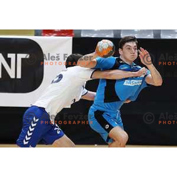 Tilen Strmljan in action during 1.NLB league handball match between MRK Ljubljana and Riko Ribnica in Kodeljevo Hall, Ljubljana, Slovenia on November 28, 2020