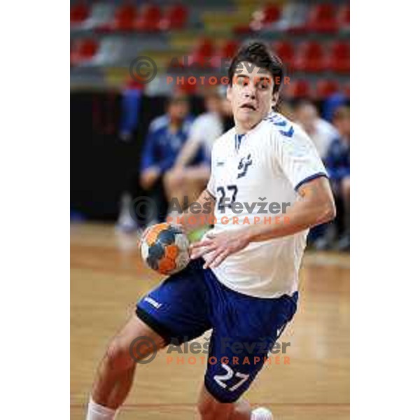 Peter Sisko in action during 1.NLB league handball match between MRK Ljubljana and Riko Ribnica in Kodeljevo Hall, Ljubljana, Slovenia on November 28, 2020