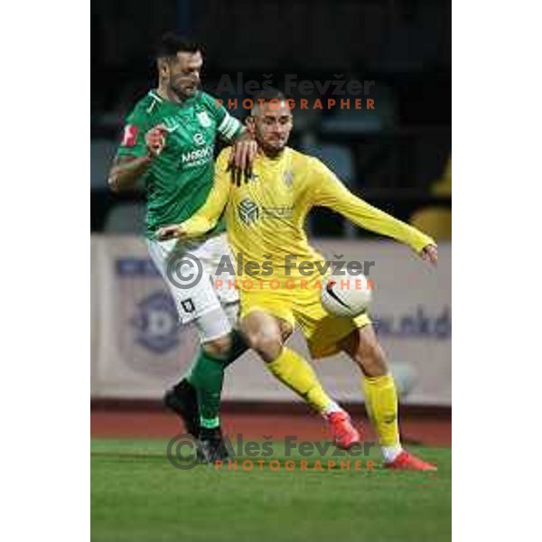 Miral Samardzic and Dario Kolobaric in action during Prva Liga Telekom Slovenije 2020-2021 football match between Domzale and Olimpija in Domzale, Slovenia on November 29, 2020