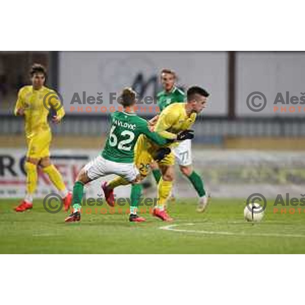 Arnel Jakupovic and Michael Pavlovic in action during Prva Liga Telekom Slovenije 2020-2021 football match between Domzale and Olimpija in Domzale, Slovenia on November 29, 2020