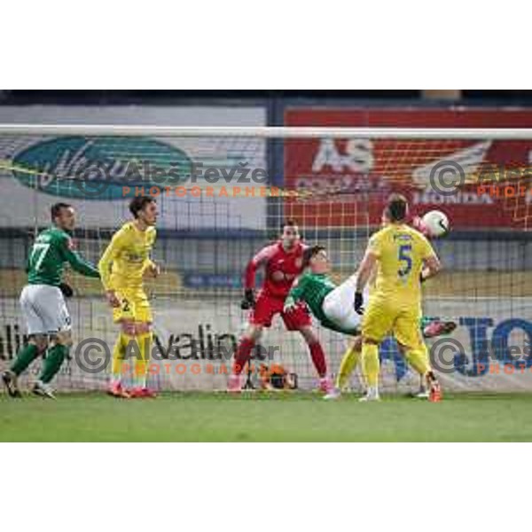 Andres Vombergar in action during Prva Liga Telekom Slovenije 2020-2021 football match between Domzale and Olimpija in Domzale, Slovenia on November 29, 2020