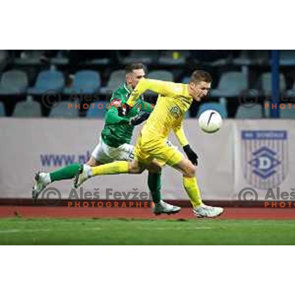 Gaber Dobrovljc in action during Prva Liga Telekom Slovenije 2020-2021 football match between Domzale and Olimpija in Domzale, Slovenia on November 29, 2020
