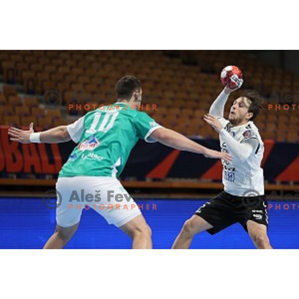 Leon Raso in action during EHF European League Men 2020/21 handball match between Trimo Trebnje and Eurofarm Pelister in Ljubljana, Slovenia on December 1, 2020