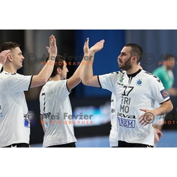 Ozgur Serak of Trimo Trebnje in action during EHF European League Men 2020/21 handball match between Trimo Trebnje and Eurofarm Pelister in Ljubljana, Slovenia on December 1, 2020