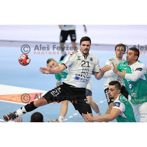 Gregor Potocnik of Trimo Trebnje in action during EHF European League Men 2020/21 handball match between Trimo Trebnje and Eurofarm Pelister in Ljubljana, Slovenia on December 1, 2020