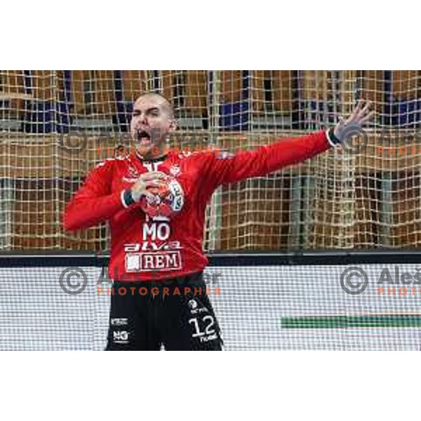 Aleksander Tomic in action during EHF European League Men 2020/21 handball match between Trimo Trebnje and Eurofarm Pelister in Ljubljana, Slovenia on December 1, 2020