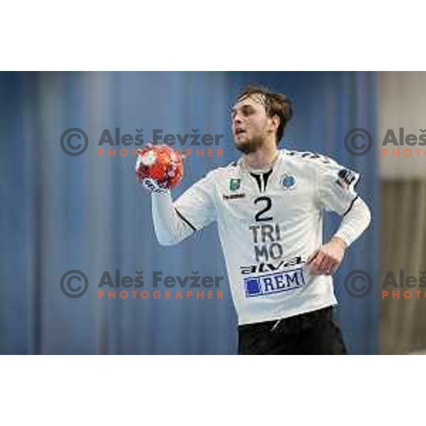 Leon Raso in action during EHF European League Men 2020/21 handball match between Trimo Trebnje and Eurofarm Pelister in Ljubljana, Slovenia on December 1, 2020
