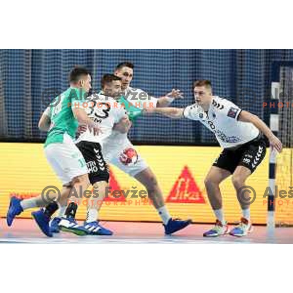 Zan Grojzdek of Trimo Trebnje in action during EHF European League Men 2020/21 handball match between Trimo Trebnje and Eurofarm Pelister in Ljubljana, Slovenia on December 1, 2020