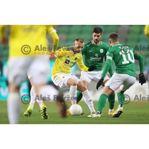 Jasmin Mesanovic and Marko Perkovic in action during Prva Liga Telekom Slovenije 2020-2021 football match between Olimpija and Maribor in SRC Stozice, Ljubljana, Slovenia on December 3, 2020