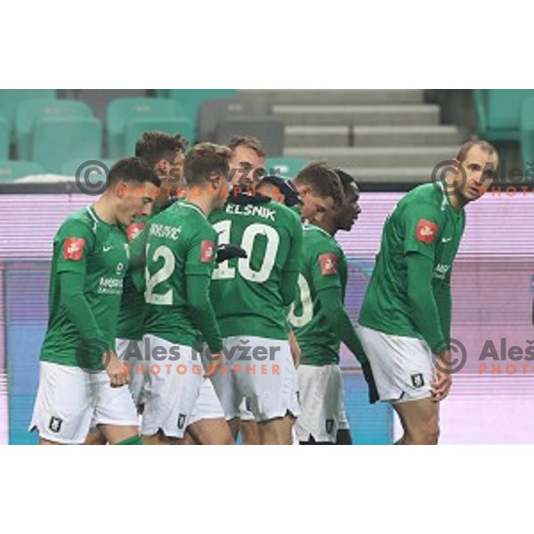 Mario Kvesic, Djordje Ivanovic in action during Prva Liga Telekom Slovenije 2020-2021 football match between Olimpija and Maribor in SRC Stozice, Ljubljana, Slovenia on December 3, 2020