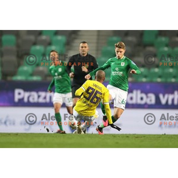 Felipe Dos Santos and Michael Pavlovic in action during Prva Liga Telekom Slovenije 2020-2021 football match between Olimpija and Maribor in SRC Stozice, Ljubljana, Slovenia on December 3, 2020