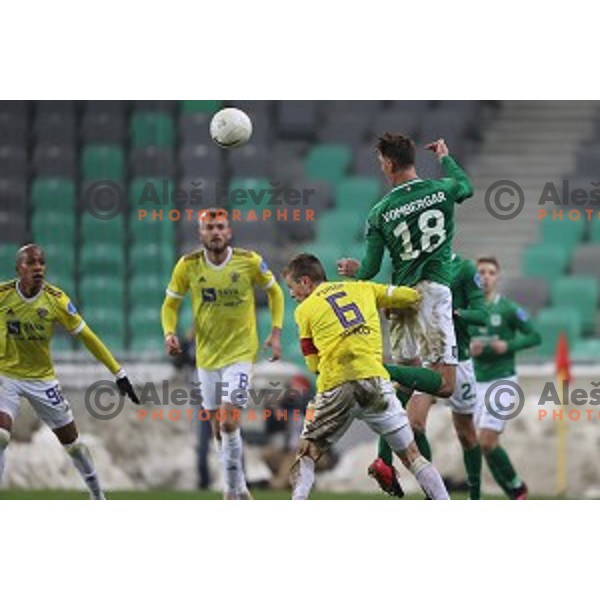 Aleks Pihler and Andres Vombergar in action during Prva Liga Telekom Slovenije 2020-2021 football match between Olimpija and Maribor in SRC Stozice, Ljubljana, Slovenia on December 3, 2020