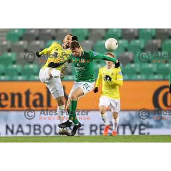Jasmin Mesanovic and Luka Marin in action during Prva Liga Telekom Slovenije 2020-2021 football match between Olimpija and Maribor in SRC Stozice, Ljubljana, Slovenia on December 3, 2020