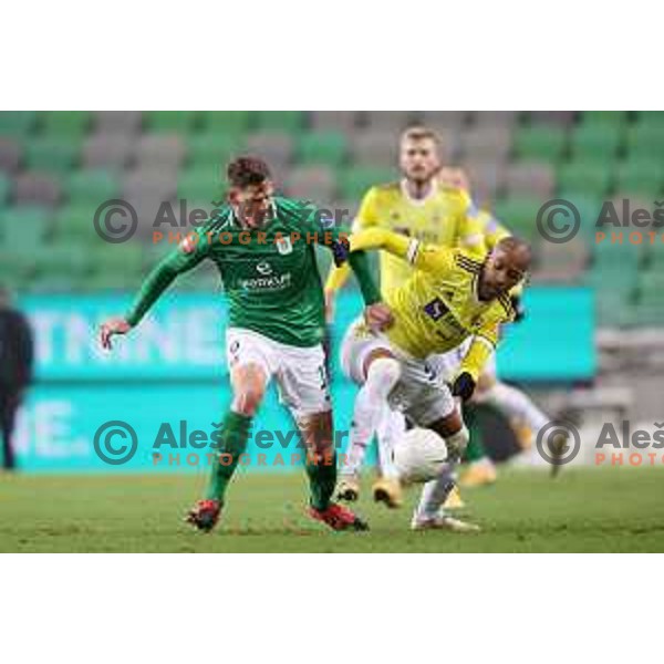 Andres Vombergar and Felipe Dos Santos in action during Prva Liga Telekom Slovenije 2020-2021 football match between Olimpija and Maribor in SRC Stozice, Ljubljana, Slovenia on December 3, 2020