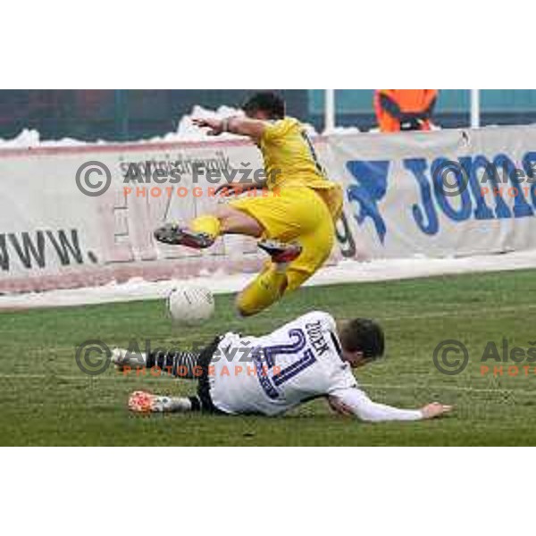 Gregor Sikosek and Zan Zuzek in action during Prva Liga Telekom Slovenije 2020-2021 football match between Domzale and Koper in Domzale on December 5, 2020