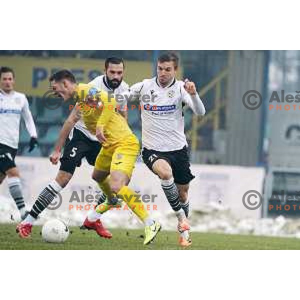 Dario Kolobaric and Zan Zuzek in action during Prva Liga Telekom Slovenije 2020-2021 football match between Domzale and Koper in Domzale on December 5, 2020