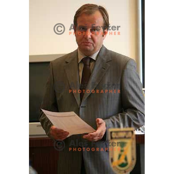 Matjaz Sekelj, general manager of HDD ZM Olimpija at press conference and team presentation in Tivoli Hall, Ljubljana, Slovenia on September 9, 2007