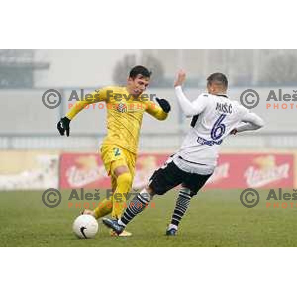 Andraz Zinic and Darko Misic in action during Prva Liga Telekom Slovenije 2020-2021 football match between Domzale and Koper in Domzale on December 5, 2020