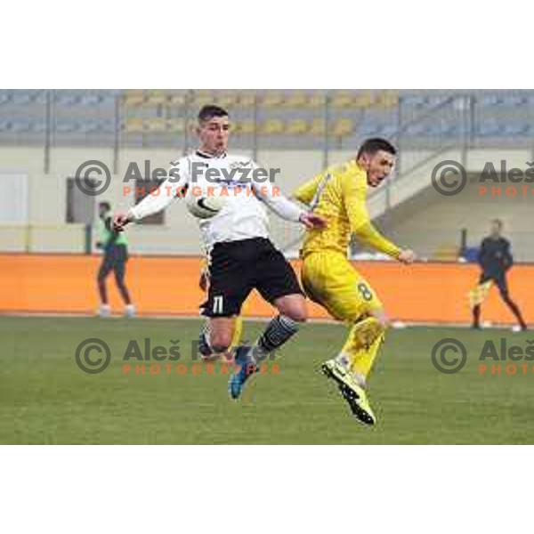 Nardin Mulahusejnovic and Tamar Svetlin in action during Prva Liga Telekom Slovenije 2020-2021 football match between Domzale and Koper in Domzale on December 5, 2020