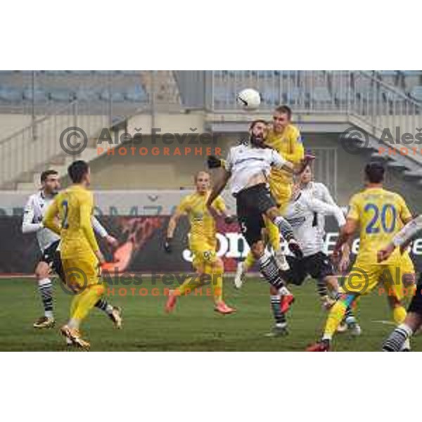 Denis Cerovec and Gaber Dobrovoljc in action during Prva Liga Telekom Slovenije 2020-2021 football match between Domzale and Koper in Domzale on December 5, 2020