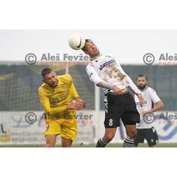 Dario Kolobaric and Ivan Borna Jelic Balta in action during Prva Liga Telekom Slovenije 2020-2021 football match between Domzale and Koper in Domzale on December 5, 2020