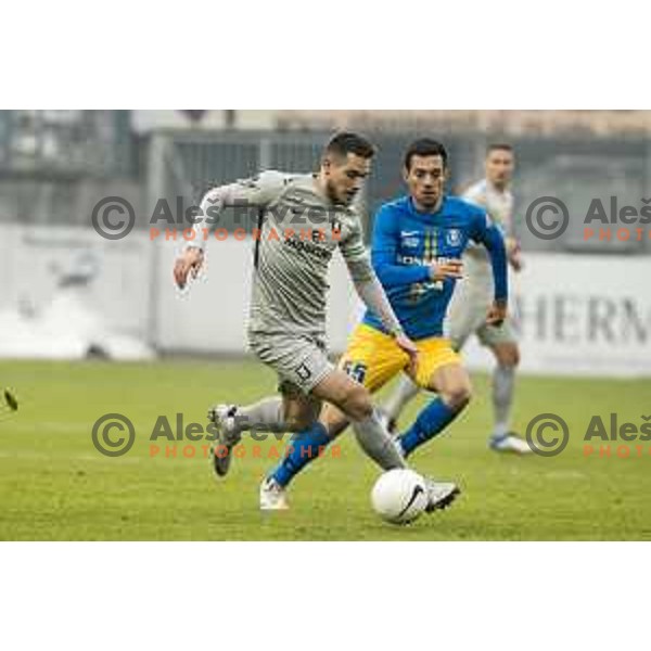 Timi Max Elsnik in action during Prva Liga Telekom Slovenije 2020-2021 football match between Celje and Olimpija in Celje, Slovenia on December 6, 2020