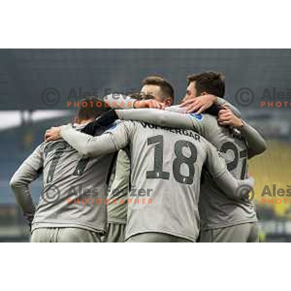 Andres Vombergar, Timi Max Elsnik, Luka Marin during Prva Liga Telekom Slovenije 2020-2021 football match between Celje and Olimpija in Celje, Slovenia on December 6, 2020