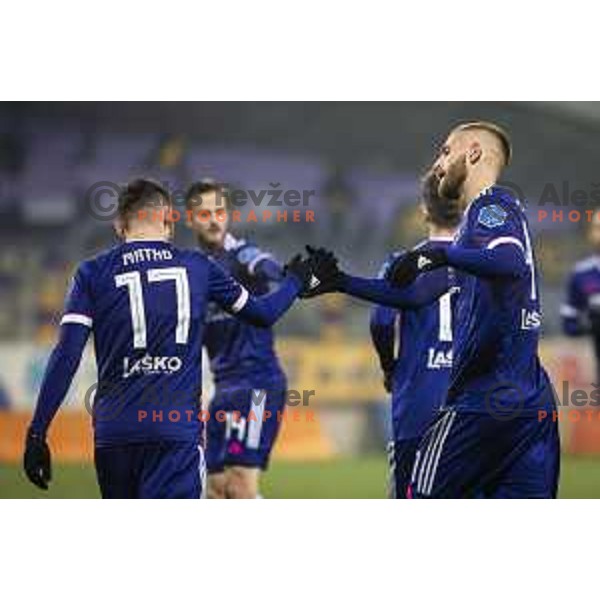Aljosa Matko and Andrej Kotnik celebrating during Prva liga Telekom Slovenije football match between Maribor and Gorica in Ljudski vrt, Maribor, Slovenia on December 6, 2020