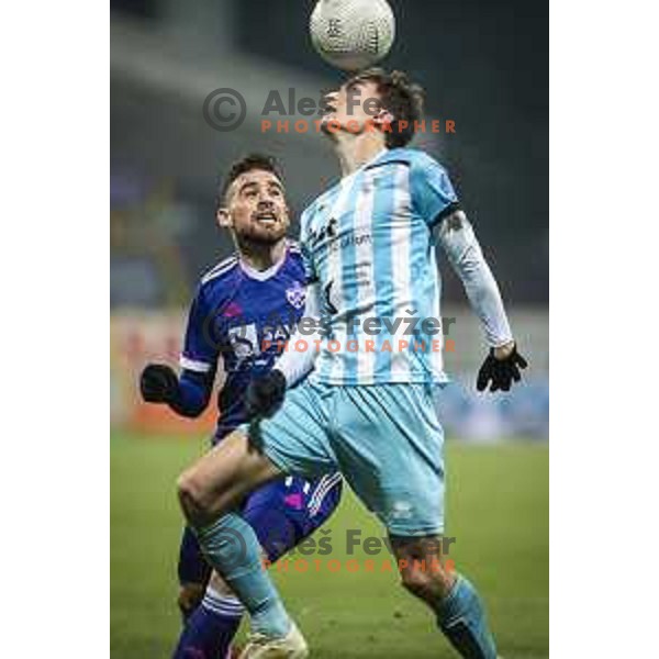 Aljosa Matko vs Matija Kavcic in action during Prva liga Telekom Slovenije football match between Maribor and Gorica in Ljudski vrt, Maribor, Slovenia on December 6, 2020