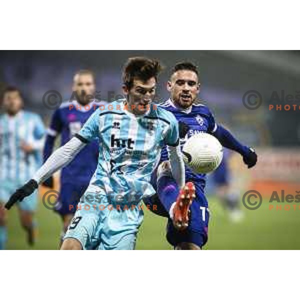 Matija Kavcic vs Aljosa Matko in action during Prva liga Telekom Slovenije football match between Maribor and Gorica in Ljudski vrt, Maribor, Slovenia on December 6, 2020