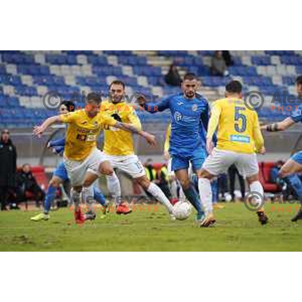 David Brekalo and Dario Kolobaric in action during Prva Liga Telekom Slovenije 2020-2021 football match between Bravo and Domzale in Ljubljana, Slovenia on December 9, 2020