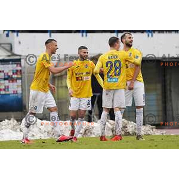 David Brekalo, Arnel Jakupovic, Mustafa Nukic in action during Prva Liga Telekom Slovenije 2020-2021 football match between Bravo and Domzale in Ljubljana, Slovenia on December 9, 2020