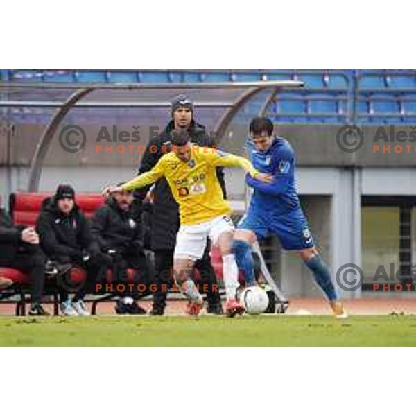 Almin Kurtovic and Andraz Zinic in action during Prva Liga Telekom Slovenije 2020-2021 football match between Bravo and Domzale in Ljubljana, Slovenia on December 9, 2020