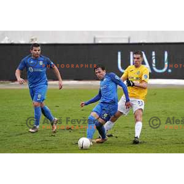 Andraz Zinic and Luka Zinko in action during Prva Liga Telekom Slovenije 2020-2021 football match between Bravo and Domzale in Ljubljana, Slovenia on December 9, 2020