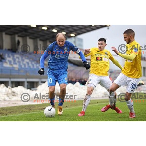 Senijad Ibricic and Martin Kramaric in action during Prva Liga Telekom Slovenije 2020-2021 football match between Bravo and Domzale in Ljubljana, Slovenia on December 9, 2020