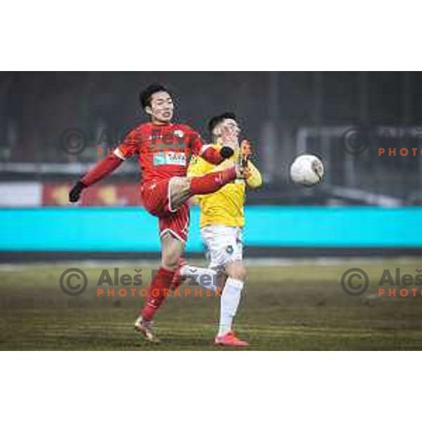 Kim Dohyun in action during Prva liga Telekom Slovenije football match between Aluminij and Bravo in Kidricevo, Slovenia on December 12, 2020