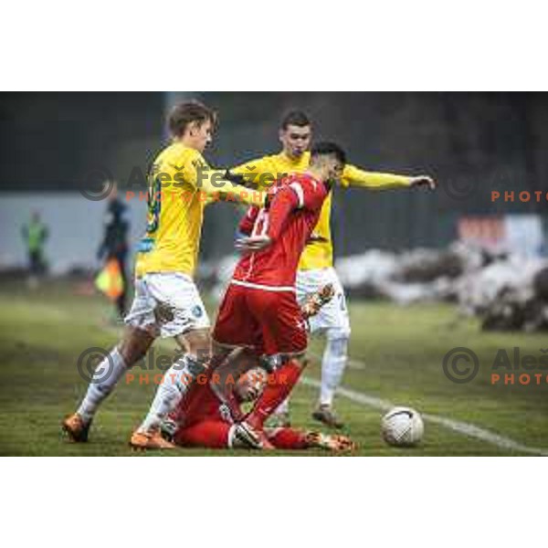 Rok Kidric in action during Prva liga Telekom Slovenije football match between Aluminij and Bravo in Kidricevo, Slovenia on December 12, 2020