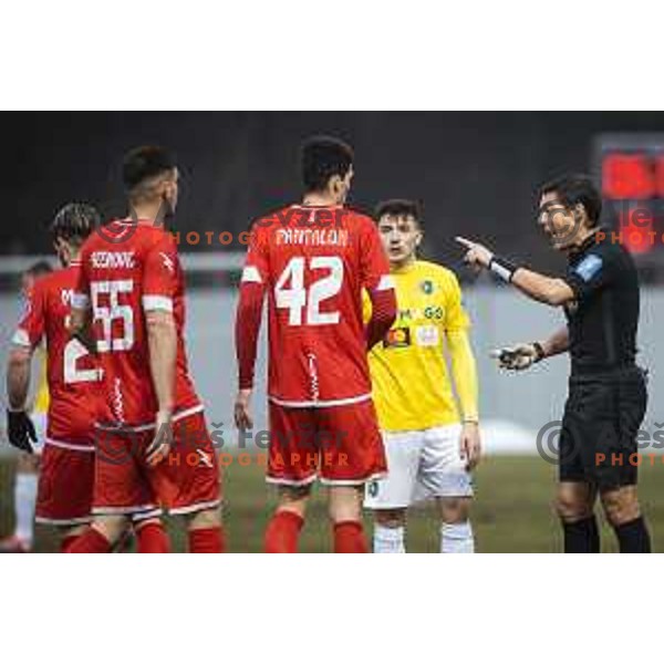 referee Roberto Ponis in action during Prva liga Telekom Slovenije football match between Aluminij and Bravo in Kidricevo, Slovenia on December 12, 2020