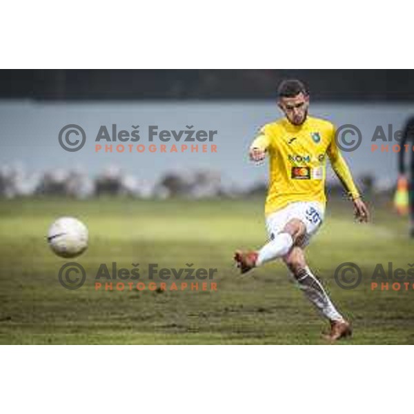 Almin Kurtovic in action during Prva liga Telekom Slovenije football match between Aluminij and Bravo in Kidricevo, Slovenia on December 12, 2020