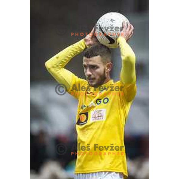Almin Kurtovic in action during Prva liga Telekom Slovenije football match between Aluminij and Bravo in Kidricevo, Slovenia on December 12, 2020