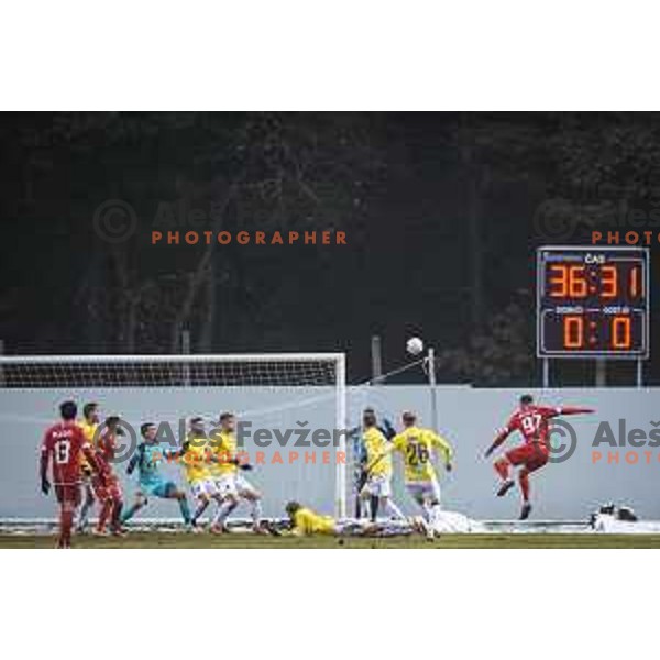 in action during Prva liga Telekom Slovenije football match between Aluminij and Bravo in Kidricevo, Slovenia on December 12, 2020