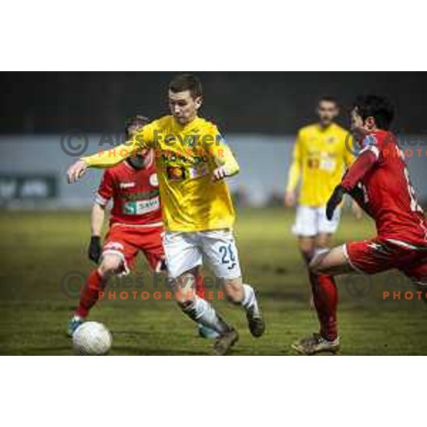 Rok Maher in action during Prva liga Telekom Slovenije football match between Aluminij and Bravo in Kidricevo, Slovenia on December 12, 2020