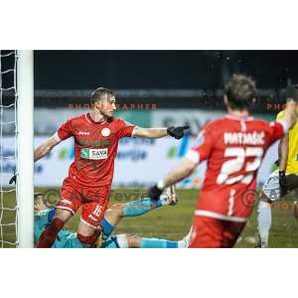David Flakus Bosilj in action during Prva liga Telekom Slovenije football match between Aluminij and Bravo in Kidricevo, Slovenia on December 12, 2020