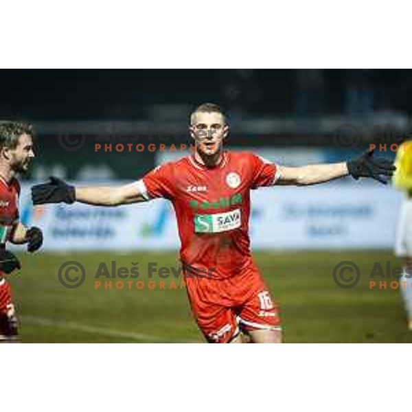 David Flakus Bosilj in action during Prva liga Telekom Slovenije football match between Aluminij and Bravo in Kidricevo, Slovenia on December 12, 2020