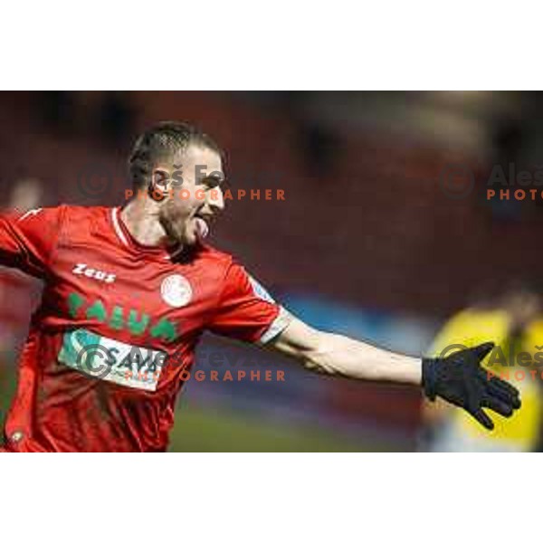 David Flakus Bosilj in action during Prva liga Telekom Slovenije football match between Aluminij and Bravo in Kidricevo, Slovenia on December 12, 2020